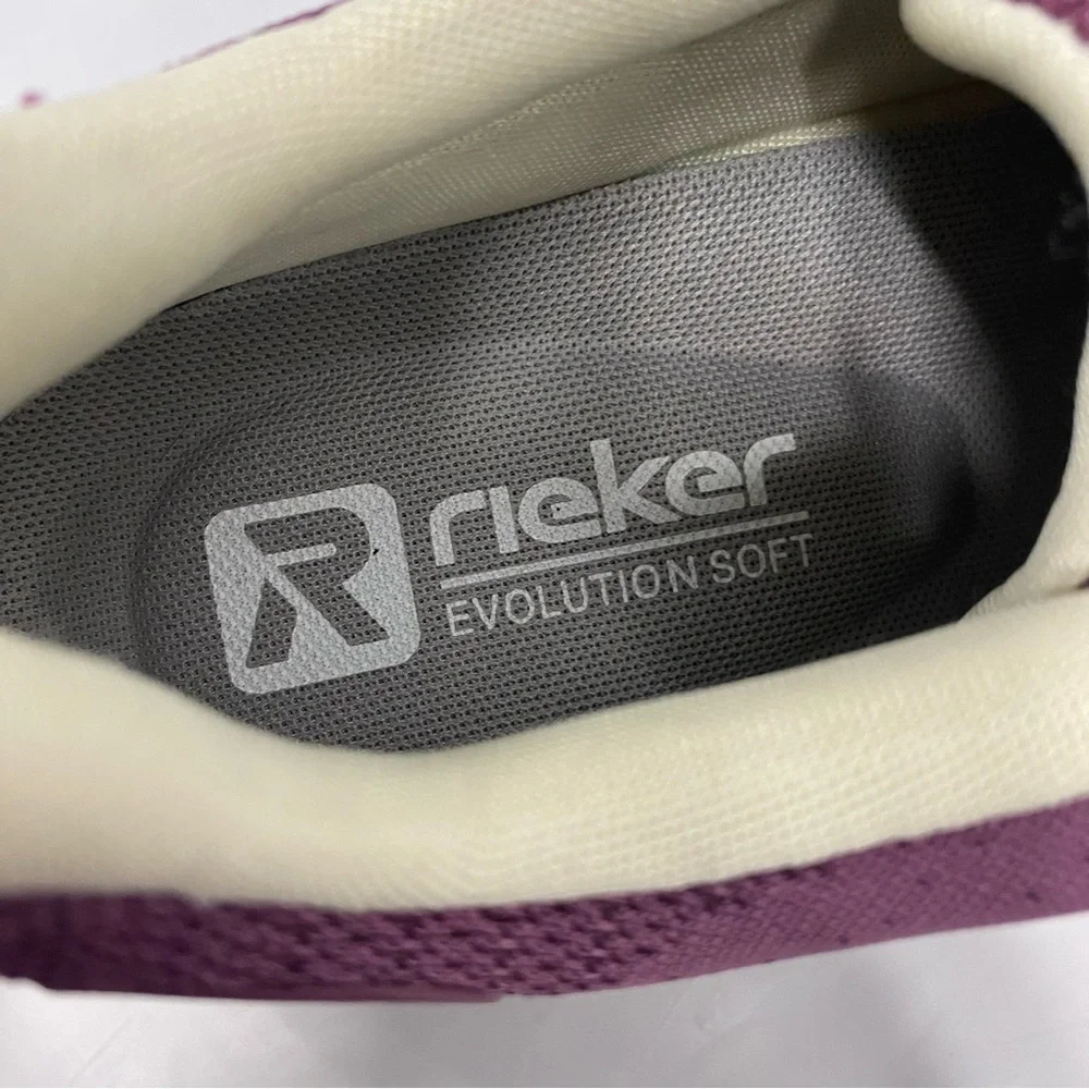 Rieker Evolution Soft Women's 40 Lightweight Knit Walking Sneakers - Plum/Cream